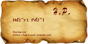 Hári Pál névjegykártya